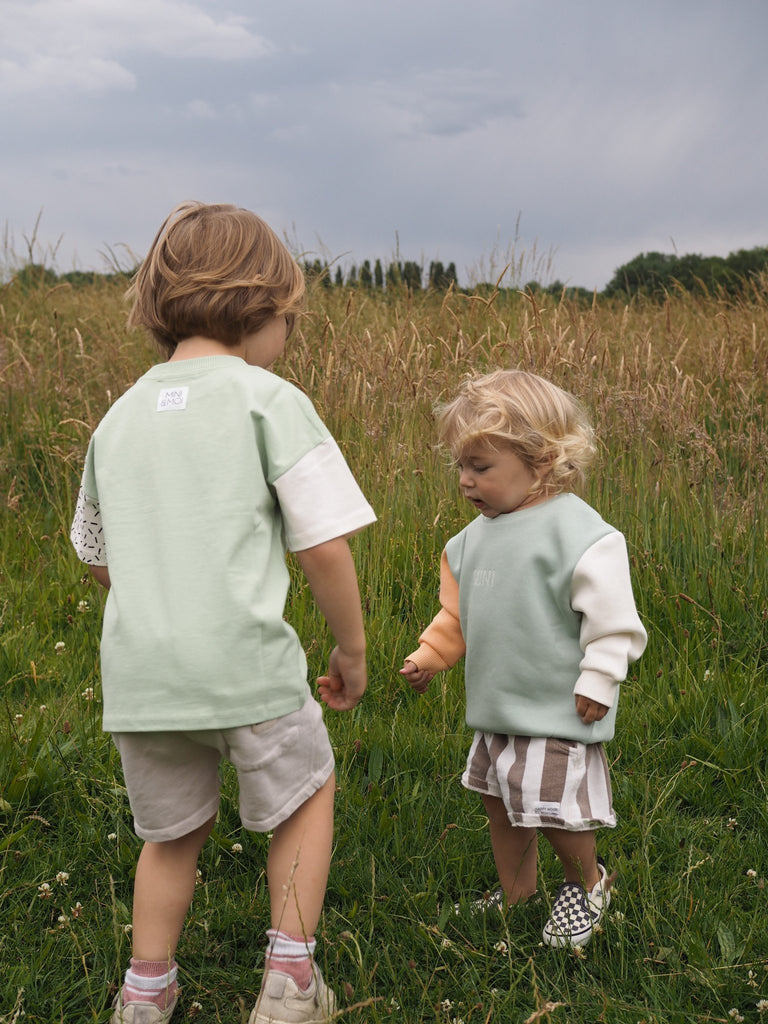 Mini & Moi: Colour Block Mini Kids Sweater - Acorn & Pip_Mini & Moi