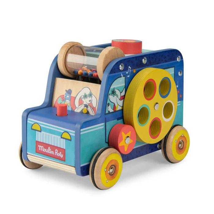 Moulin Roty Puce & Pilou wooden multi-activity car