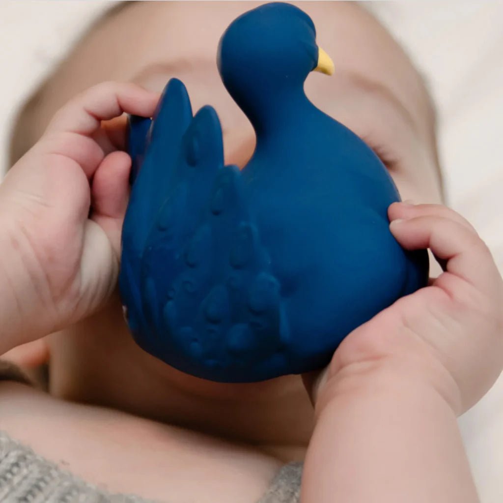 Natruba: Natural Rubber Bath Toy - Blue Peacock - Acorn & Pip_Natruba