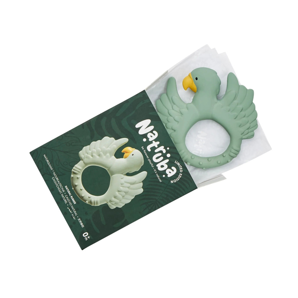 Natruba: Natural Rubber Teether - Parrot Light Green - Acorn & Pip_Natruba