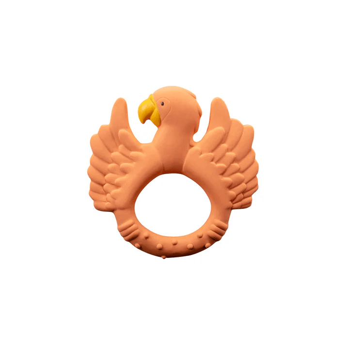 Natruba: Natural Rubber Teether Parrot Orange - Acorn & Pip_Natruba