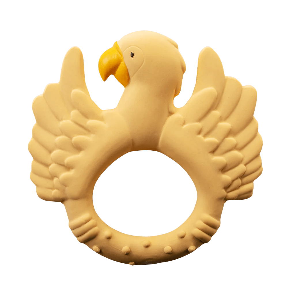 Natruba: Natural Rubber Teether Parrot - Yellow - Acorn & Pip_Natruba