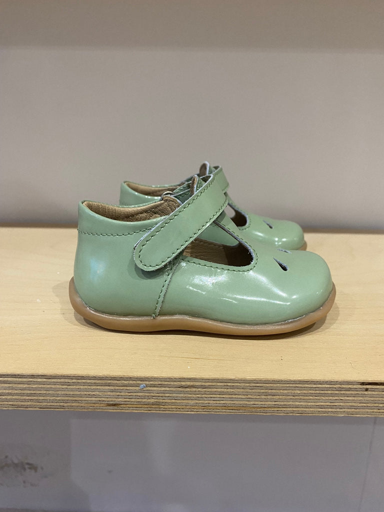 Petasil: Tia Patent T - Bar Girls Shoes - Sage Green - Acorn & Pip_Petasil