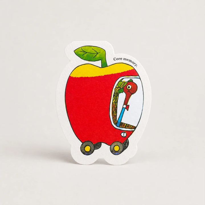 Lowly Worm Apple Car die-cut card