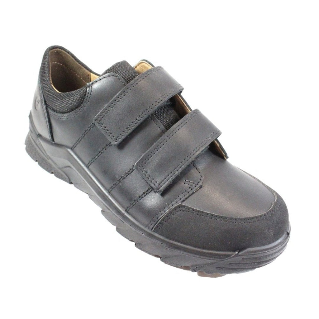 Ricosta: Johno Rip Tape School Shoes - Black Leather - Acorn & Pip_Ricosta