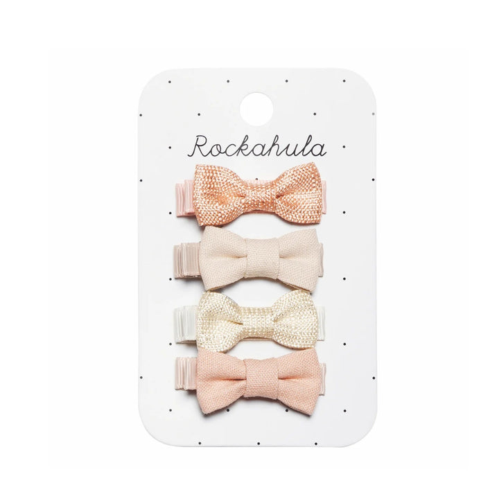 Rockahula: Kids Flora Linen Mini Bow Hair Clips - Acorn & Pip_Rockahula
