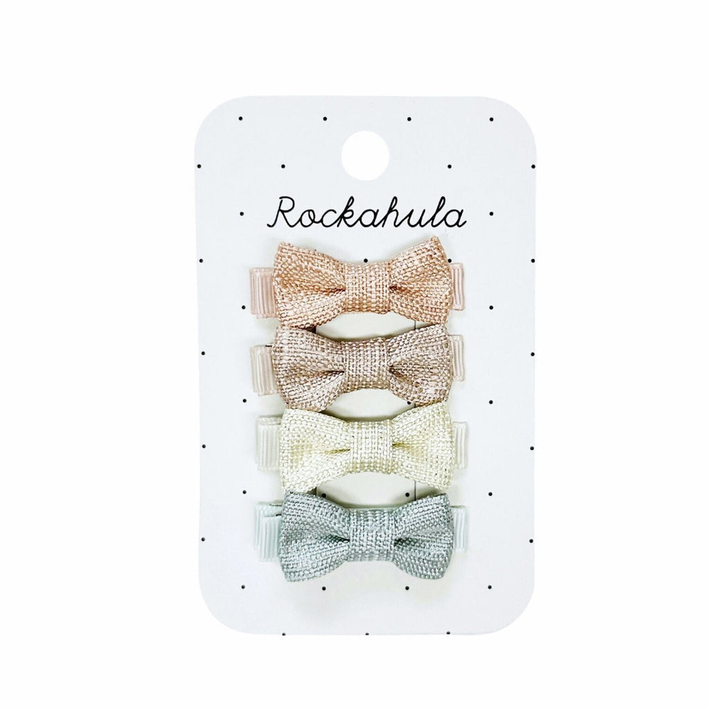 Rockahula: Nordic Shimmer Mini Bow Clips - Acorn & Pip_Rockahula