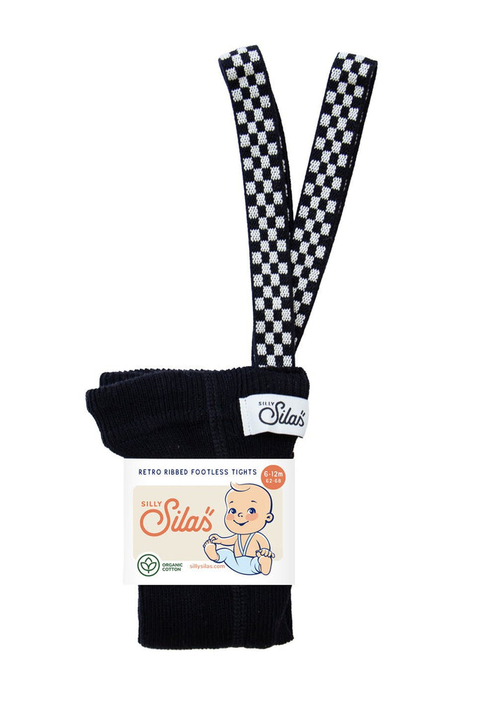 Silly Silas: Footless Tights - Classic Black - Checked - Acorn & Pip_Silly Silas