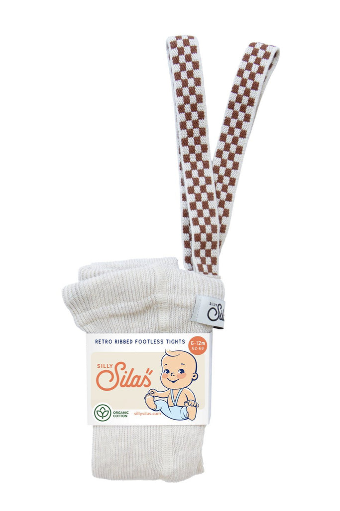 Silly Silas: Footless Tights - Cream Blend / Checked - Acorn & Pip_Silly Silas