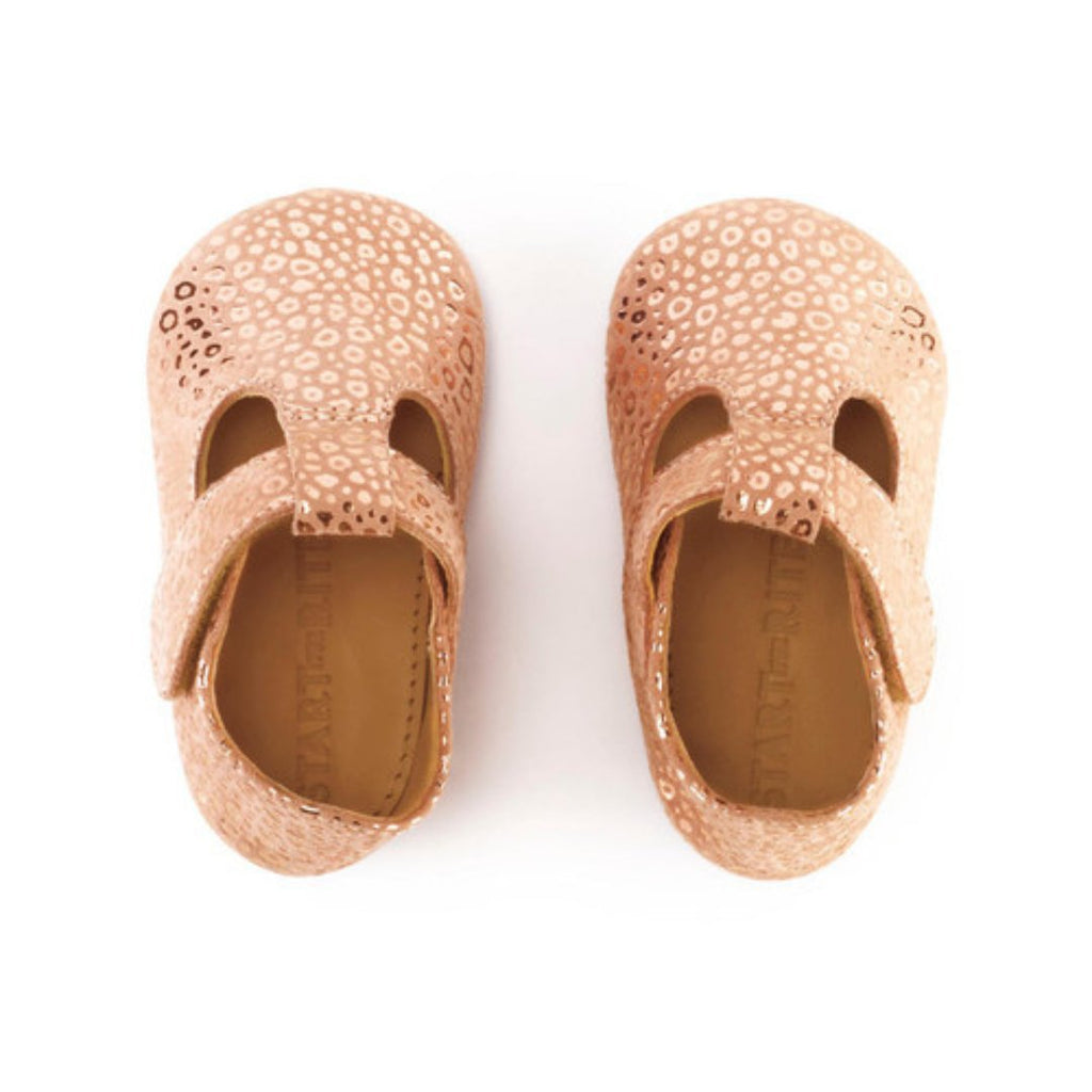 Start - Rite: Rhyme Pram Shoes - Rose Gold Suede / Leopard - Acorn & Pip_Start Rite