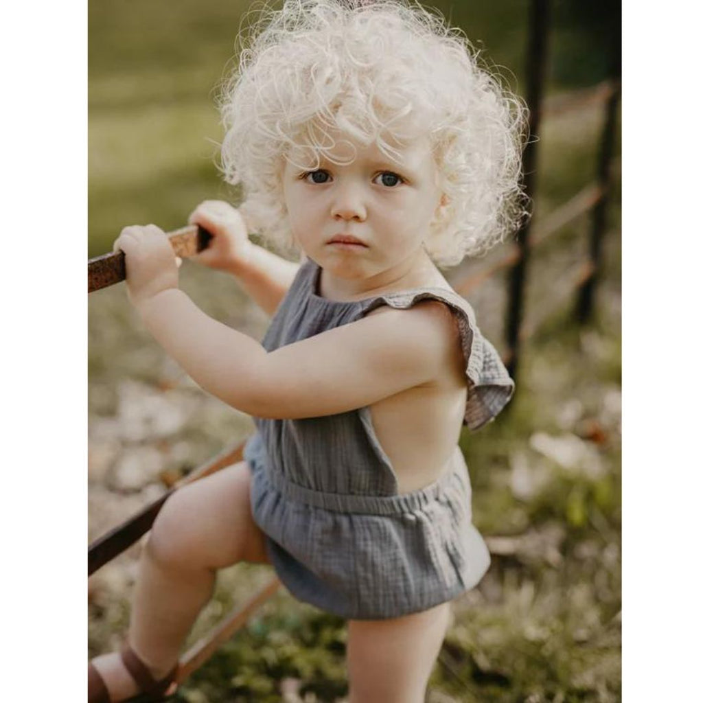 The Simple Folk: The Ruffle Romper - Lead Grey - Acorn & Pip_The Simple Folk