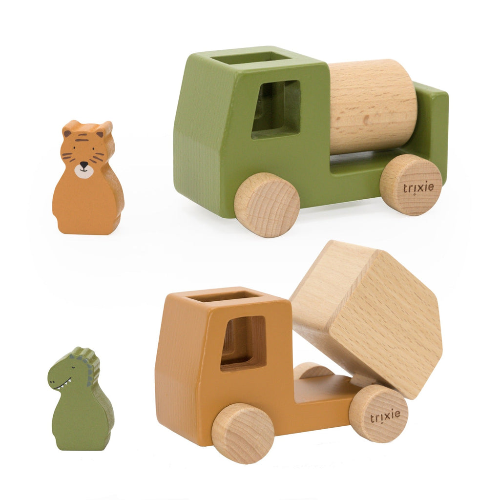 Trixie: Wooden Animal Construction Cars Set - Acorn & Pip_Trixie