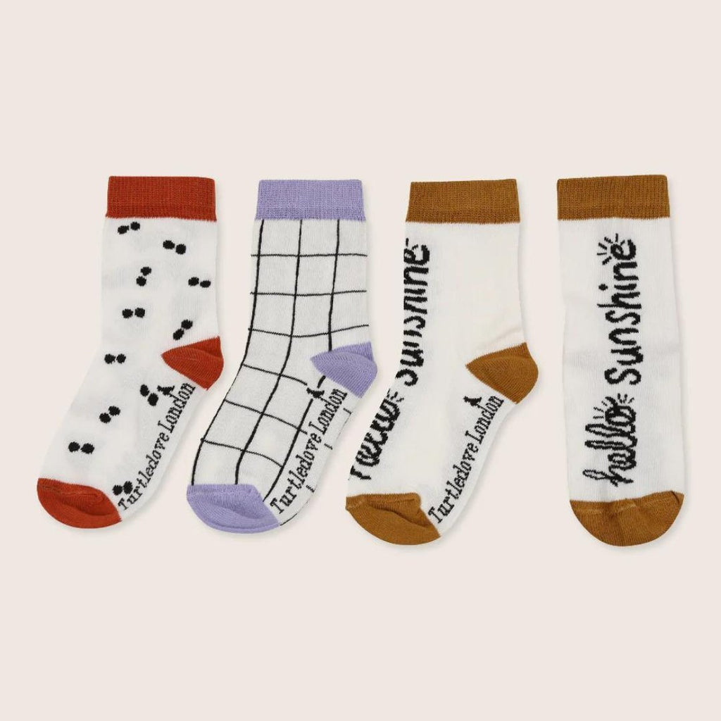 Turtledove London: 3 Pack Printed Socks - Wide Stripe - Acorn & Pip_Turtledove London