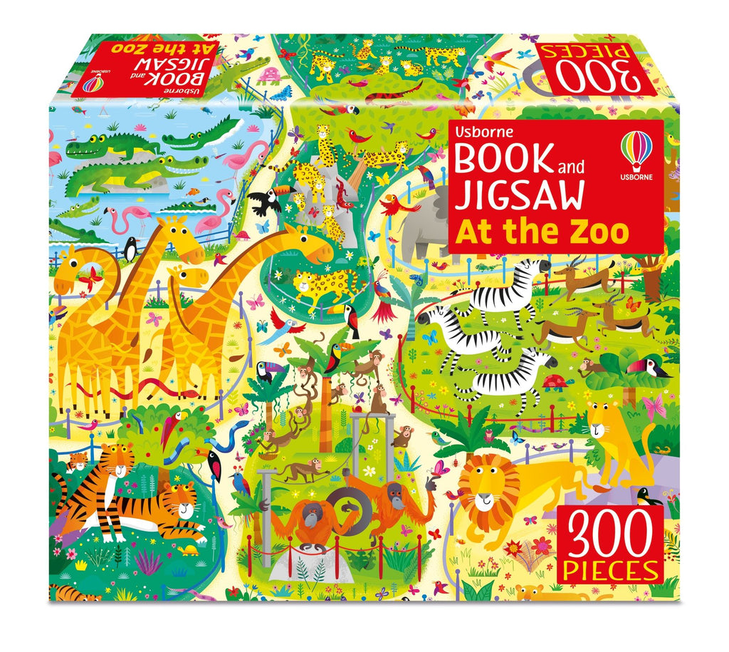 Usborne Book and Jigsaw At the Zoo (300 Pieces) - Acorn & Pip_Bookspeed