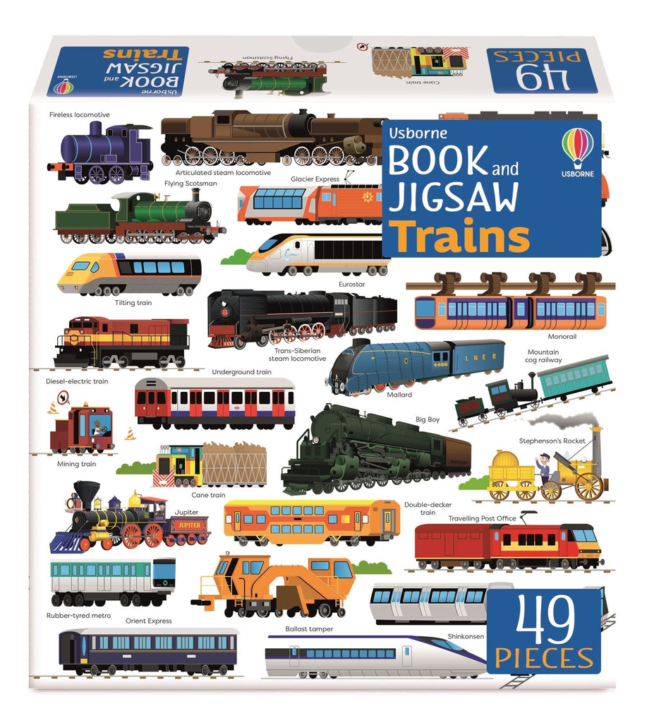 Usborne Book and Jigsaw: Trains - Acorn & Pip_Bookspeed