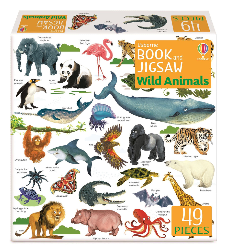 Usborne Book and Jigsaw: Wild Animals (49 Pieces) - Acorn & Pip_Bookspeed