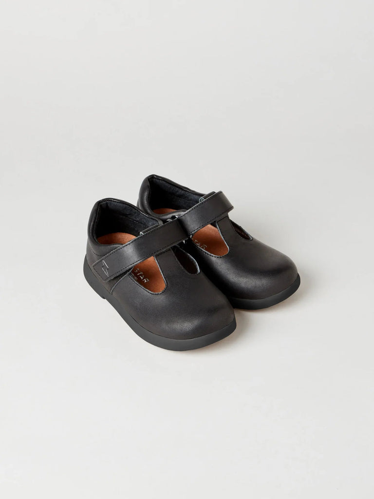 Zig & Star: Astro Girls School Shoes with Black - Black Leather - Acorn & Pip_Zig + Star